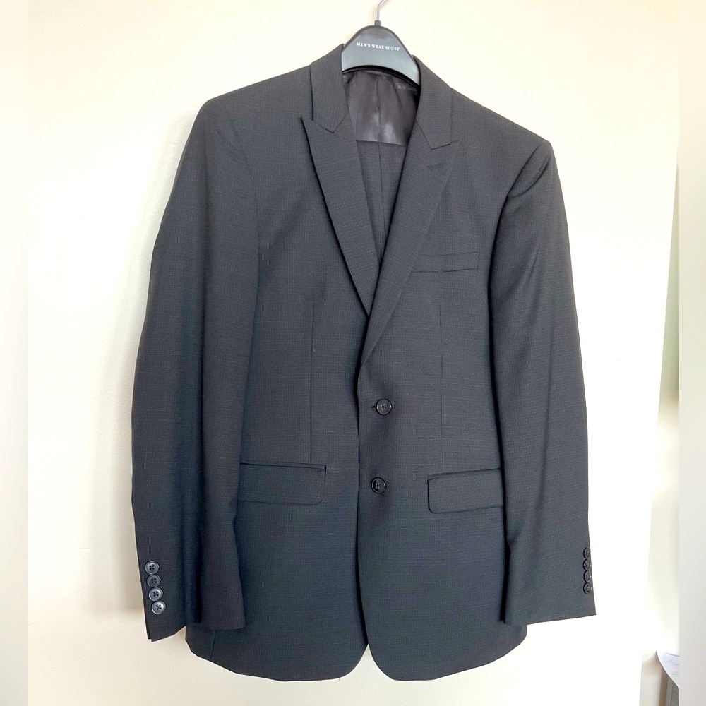 Men’s Suit - Calvin Klein 2 PC, 2 Button, Charcoal, MicroCheck, Extreme Slim Fit